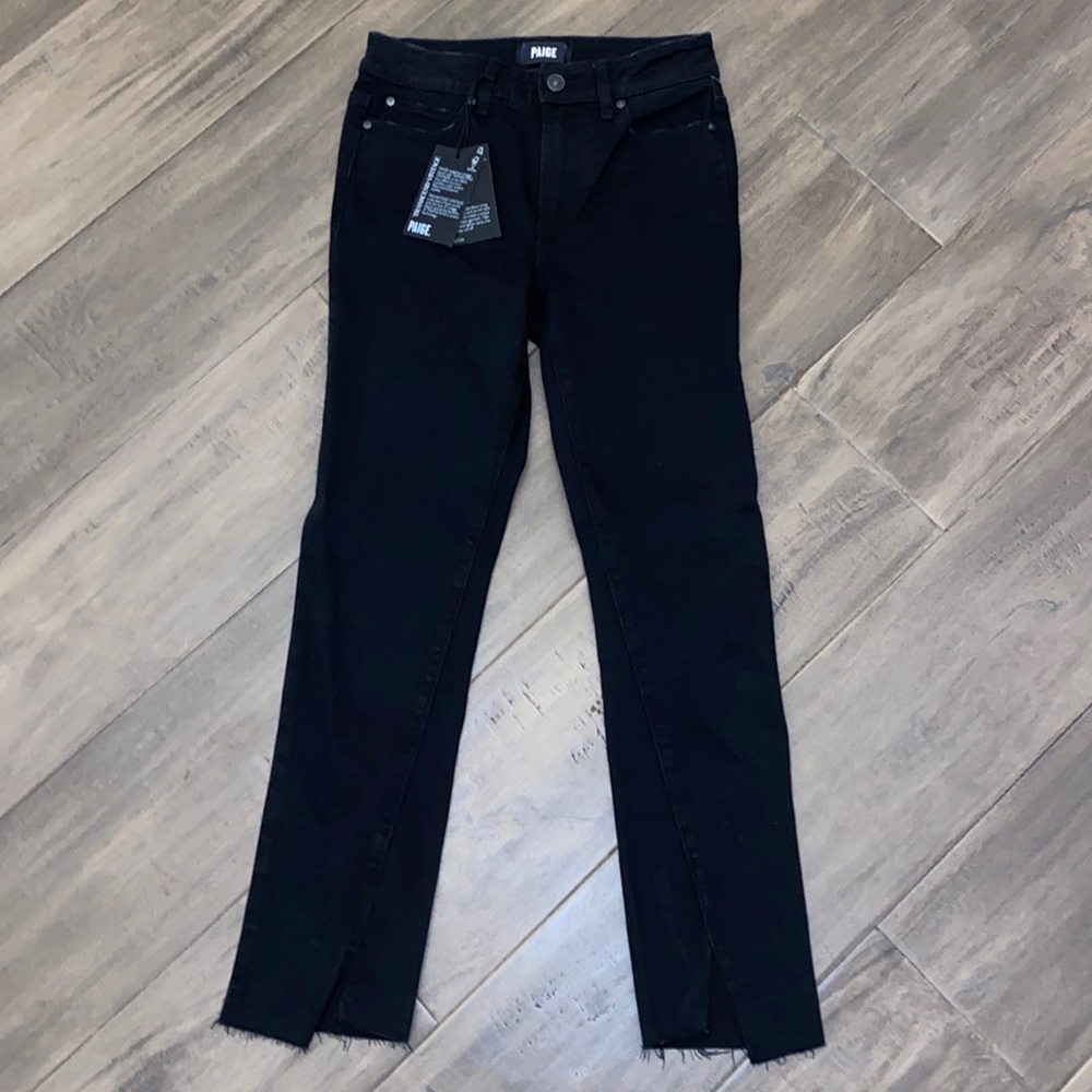Brand new with tags Paige black high rise slim leg jeans.